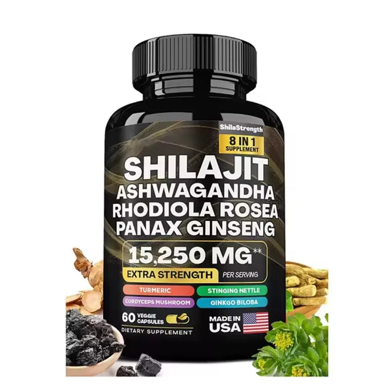 Shilajit Mineral Supplement Eight Natural Ingredients Ashwagandha Ginseng Turmeric Rhodiola Rosea
