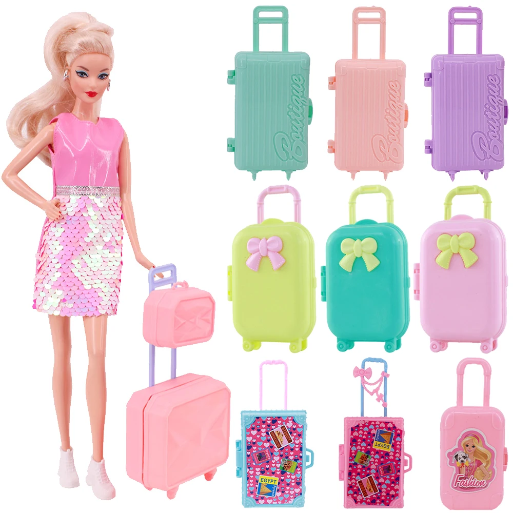 Doll Accessories For Barbies Multicolor Plastic Clothes Suitcase