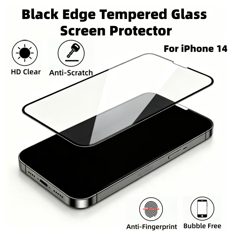 1 Pièce de protection en verre trempé pour iPhone 14, film transparent HD pour écran