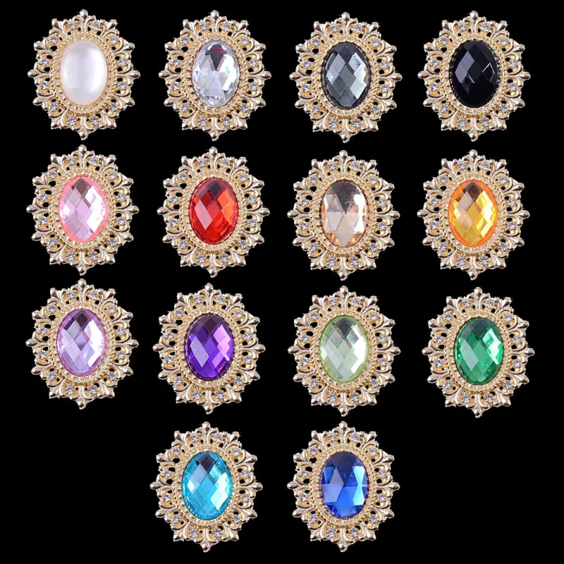Gold Alloy Decorative Acrylic Buttons, 10PCS - Ideal for Clothing, Packaging, and Hair Accessories
