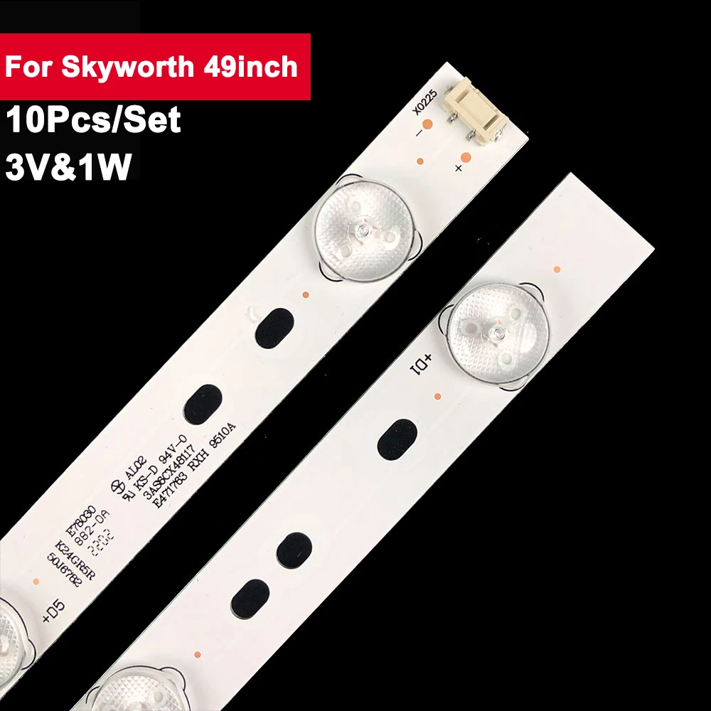 

10Pcs 479mm Tv LED Backlight Bar For Skyworth 49inch 49X5 49E350E 49E361S 49E390E 49E6000 49E6080 49E6090 49E3500 49M6 49D9 49E3