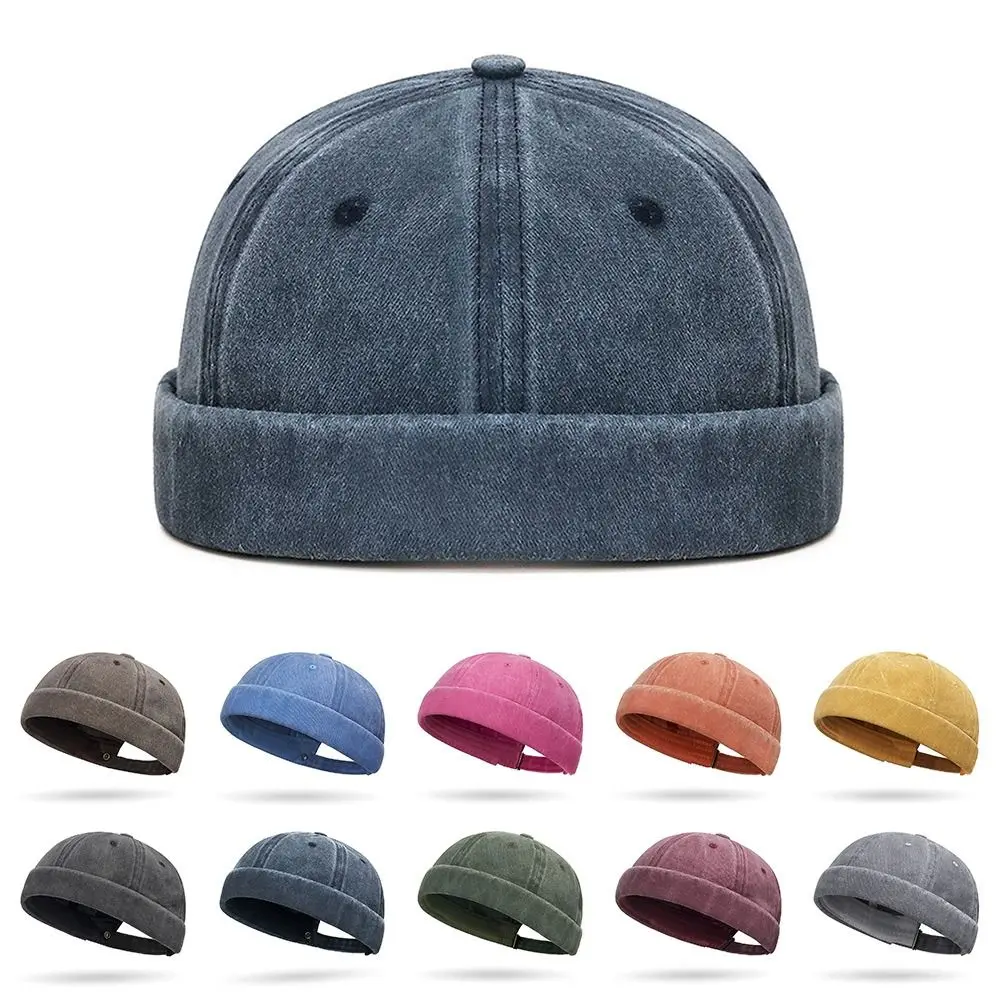 Fashion Hip Hop Beanies Hats Brimless Cotton Hip Hop Hats Adjustable Solid Color Street Hat Women