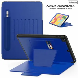 Enhanced Protective Flip Smart Tablet Case with Stand and Wallet Cover Feature - iPad 9th 10.2 inch (Dark Blue)