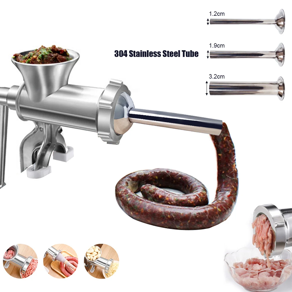 Manual Aluminum Meat Grinder 10# Sausage Stuffer With Tubes Tool Mincer Removable For Home Kitchen Accessories
