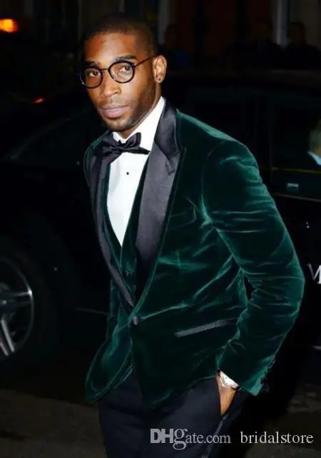 Burgundy Green Velvet Wedding Tuxedos 