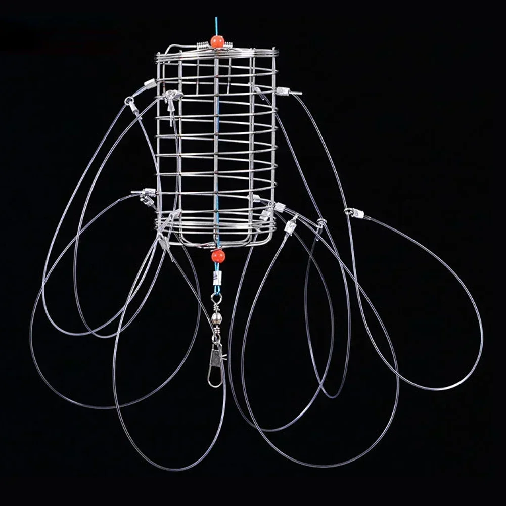 Crab Catching Tool Lure Trap Stainless Steel Bait Cage Fish Cage Feeder Fishing Tackle Suitable Crab Shrimp Crawfish Trap Cage