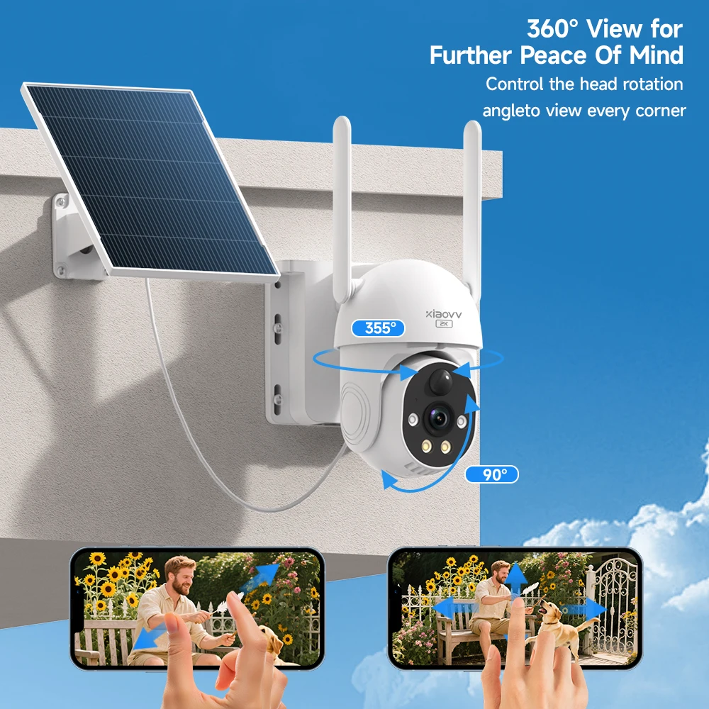 6MP P6 Plus 2K WiFi security solar cameras Wireless 2-lens Solar