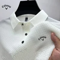 New Summer Men's Embroidered Ice Cool Hollow Silk Lapel Knitted Polo Shirt Luxury Fashion Casual Comfortable Cool T-shirt Top 1