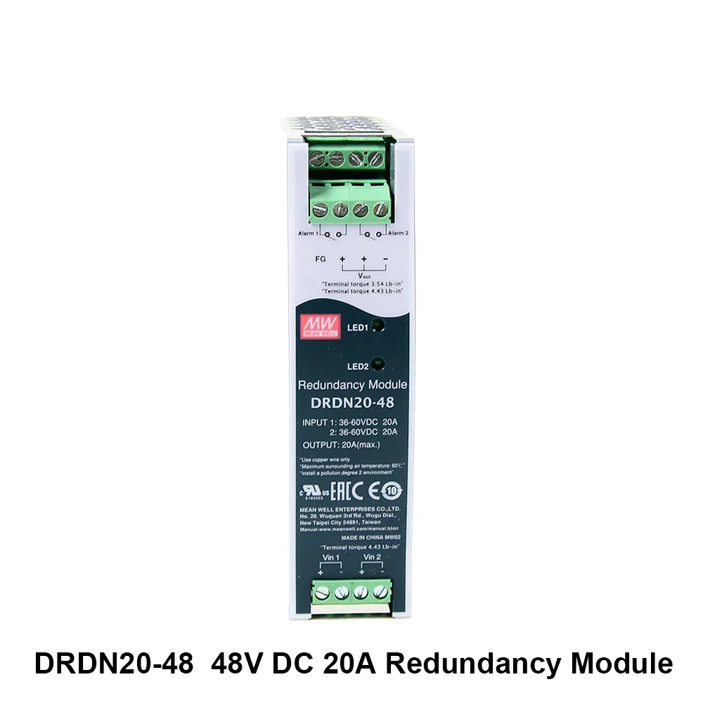 

MEAN WELL DRDN20-48 48V DC 20A DIN Rail Type Power Supply Redundancy Module