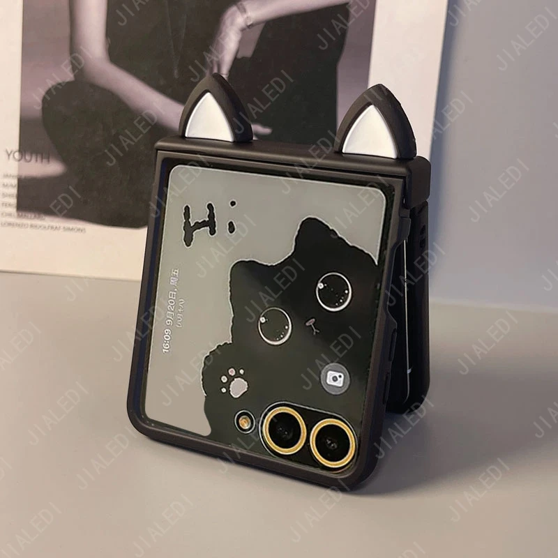 Cute Cat Ears Hinge Phone case For Samsung Galaxy Z Flip 7 thumbnail 3