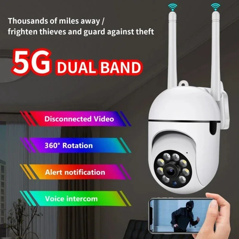 5MP FHD Surveillance Camera CCTV IP Wifi Camera With Auto Tracking Night Vision Full Color Indoor Security Monitor waterproofing - 5