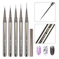 5PCS/set 6/9/12/15/18mm Nail Liner Brush Set Drawing Lines Stripe Painting Flower Pen Nail Art Manicure Metal Handle Brush Set 1