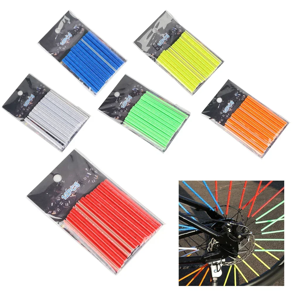 Bicycle Wheel Spokes Reflective Sticker Tube Strip Cycling Reflector DIY Cycling Reflector Bike Moto Scooter Reflective 12pcs