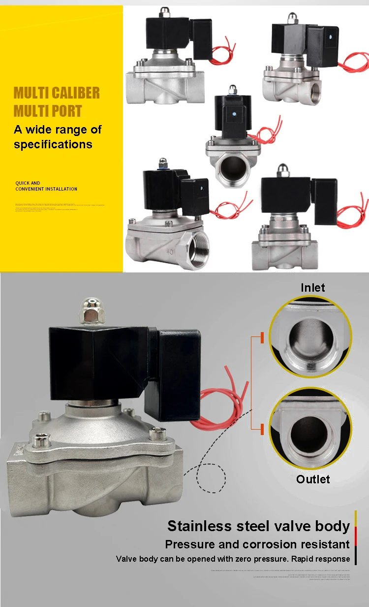 1/2" 3/4" 1" 2" Normalerweise Geschlossenes/Offenes Wasserdichtes Magnetventil 220V 110V 24V 12V Energiesparende Magnetventile 24 Stunden Ohne Erwärmung – Detail 5