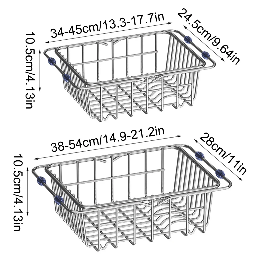 Household Stainless Steel Sink Drain Rack, Telescopic, Non-Slip, Dish Drying Rack, Kitchen, Bathroom, Countertop Organizer Rack 6