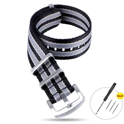 Enhanced High-Density Nylon Watch Strap - Premium Soft and Durable Nylon Bracelet - 20mm (3Black 4Khaki 2Gray)