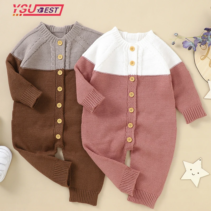 

New Autumn Baby Rompers Knitted Newborn Boys Girls Long Sleeve Jumpsuits Outfits Winter Casual Infant Unisex Outerwear Clothes
