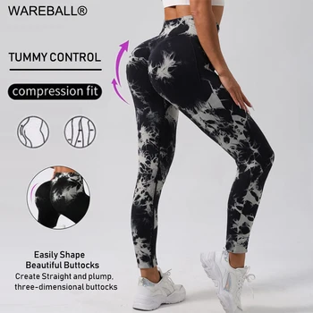 WAREBALL Nuovi pantaloni da yoga Tie Dye Leggings da palestra Donna Senza cuciture a vita alta Push Up Calzamaglia sportiva Leggins da allenamento fitness