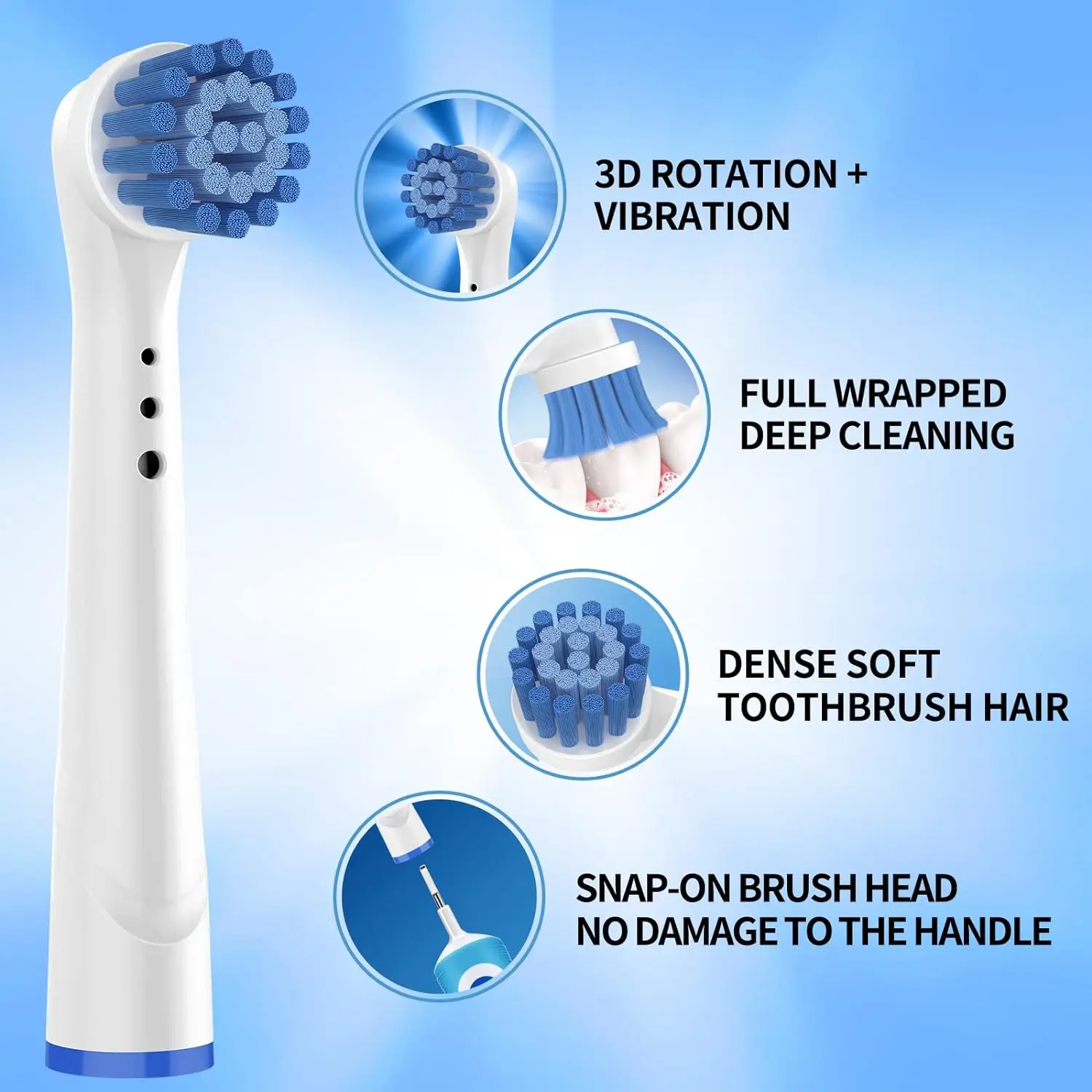 16/20PCS Soft Bristle Sensitive Gum Replacement Brush Head for Oral B Electric Toothbrush 2