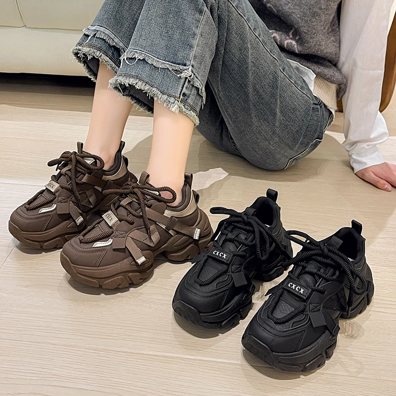 

Women's Sneakers With Platform Woman-shoes Shoes Tennis Female Thick Sole Casual Mesh Roses Heels Trainers Fashion 2023 Med Fabr