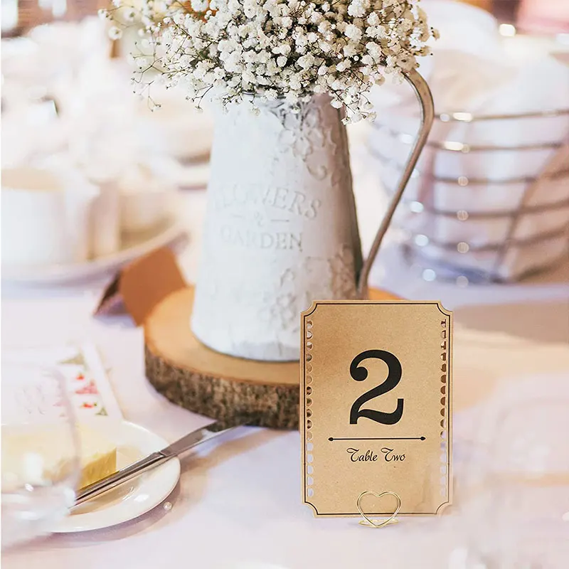Place Card Holders 20Pcs Metal Place Card Holders Photo Clip Stands Wedding Table Number Name Sign Stand for Party Home Decoration