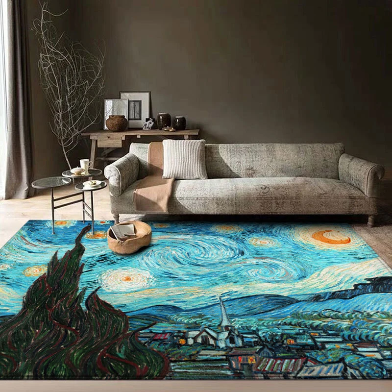 Moderno soggiorno divano tappeti tappeto assorbente per bagno Van Gogh arte  astratta grandi onde Starry Night View camera da letto tappetino -  AliExpress