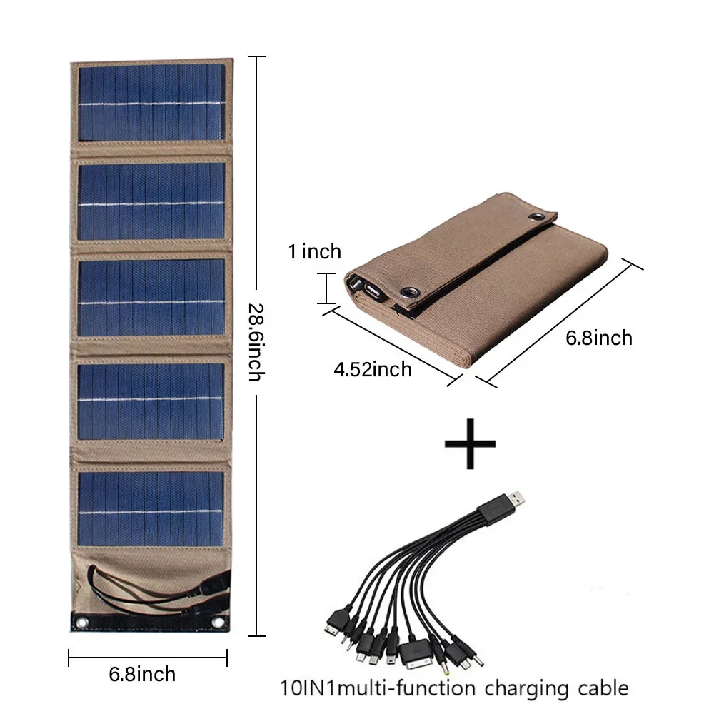 

ETFE usb solar panel 5v 10w waterproof solar battery For cells phone 10IN1 Charging Cable samsung SONY NOKIA PSP camera