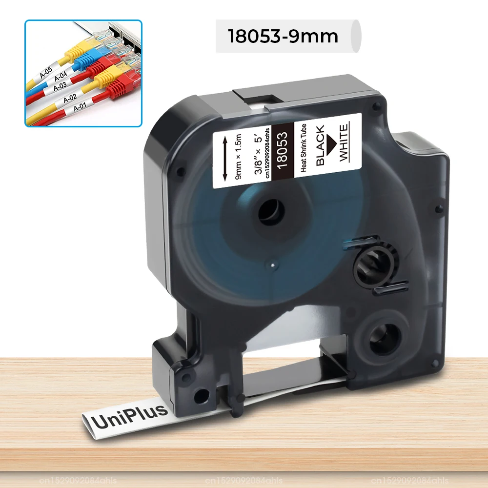 Compatibile Dymo Heat Shrink Tube D1 Tape 9Mm 18053 White Tube Dymo Rhino Tape Per Dymo Rhino Label Maker 5200 4200 6000 3000