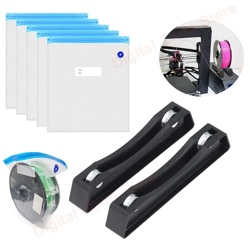 

3D Printer 30x34cm Filament Vacuum Compression Reusable Storage Bags, Filament Spool Holder Bearing Design Roller Bracket