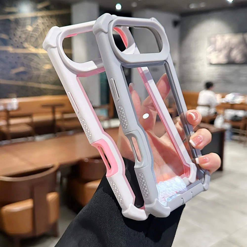 Rugged Shockproof Military Grade Transparent Phone Case with Armor Design
