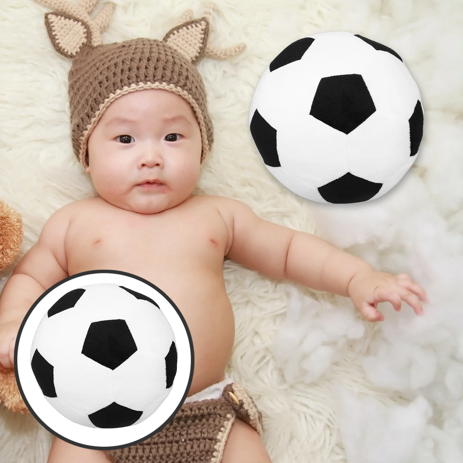 

Realistic Soccer Football Plush Stuffed Soft Ball Kids Toy Home Simulation Football Decoration Soft Pillow Back Cushion