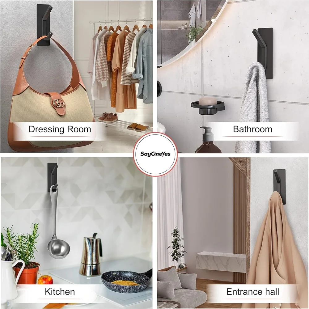 Towel Hooks Self Adhesive Bathroom Hooks 304 Stainless Steel Bathrobe Room Storage Hanger Strong Adhesion Stick Wall Hook self adhesive wall hooks,self adhesive hooks