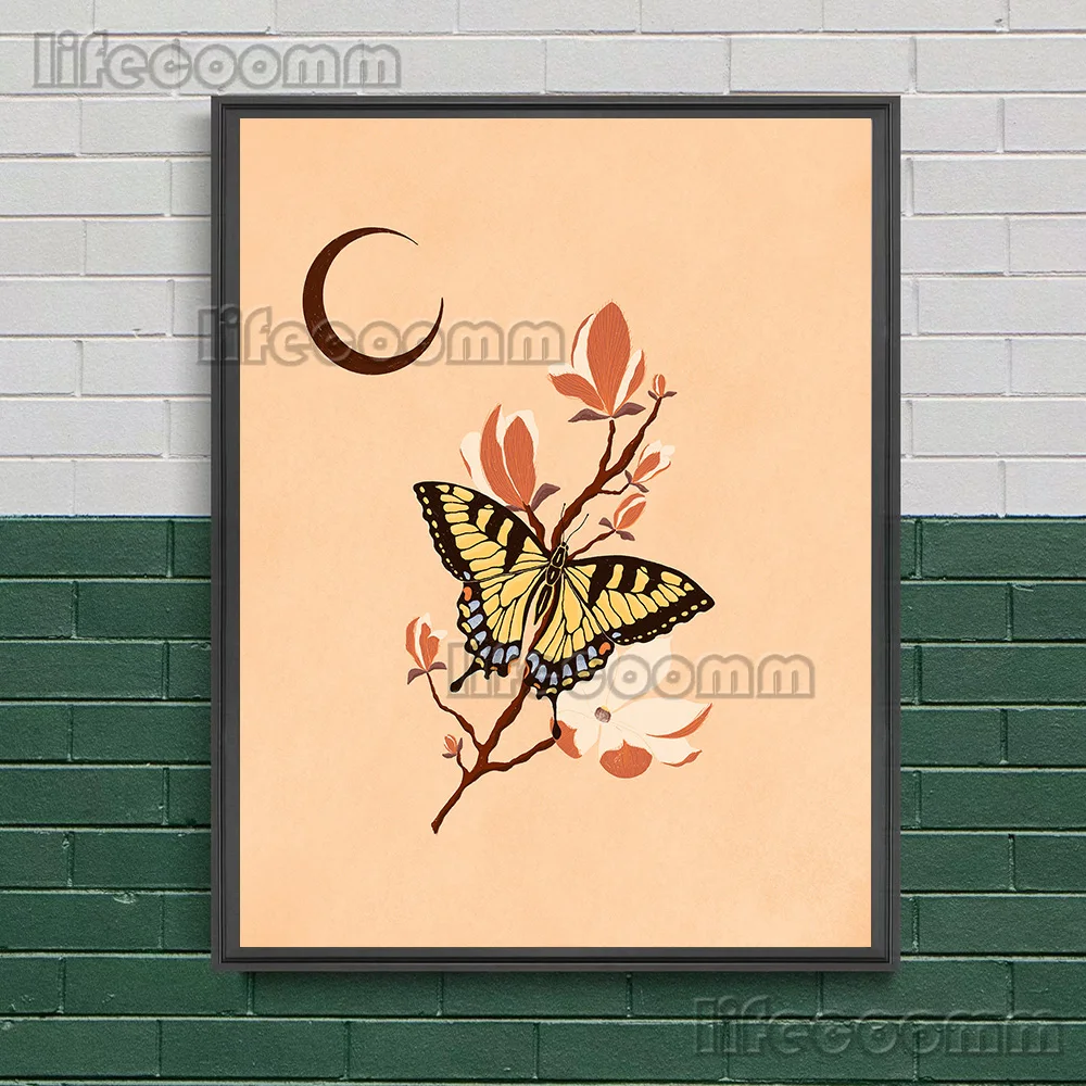 Description Picture 5 of itemCelestial Star Moth And  Mid Century Witchy Beetles Abstract Wall Art Canvas Print Boho Butterfly Gothic Art Poster Print Decor