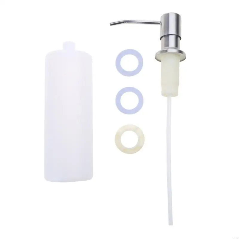 A52D Convenient Dish Soap Dispenser Stainless Steel Head with Flexible Silicone Tube