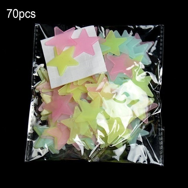 3CM Luminous Star Wall Sticker Luminous Fluorescent 3D Kids Bedroom Ceiling Home Dark Place Star Wall Stickers
