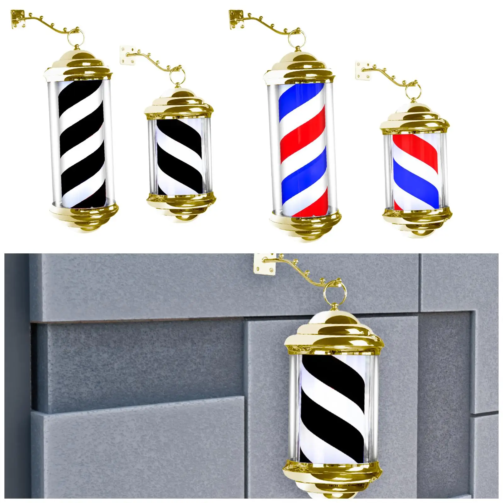 Barber Pole Light Rainproof Barbershop Rotating Light for Hairdressing Salon