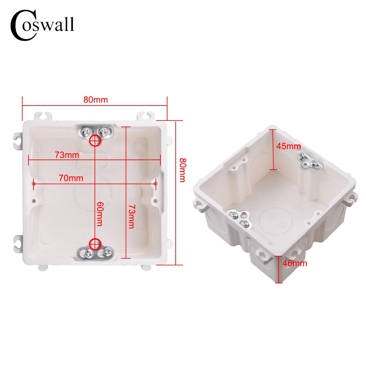 Switch box Wall socket box Electric distribution box Coswall Adjustable Vertically / Horizontally Installation Internal Mounting Box