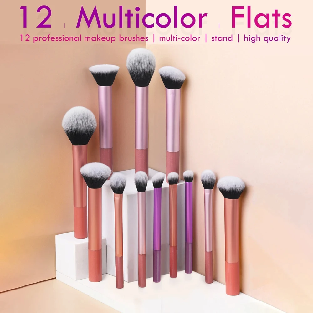 12-Piece Premium Makeup Brush Set with Soft Synthetic Bristles for Foundation, Blush, and Eyeshadow Application