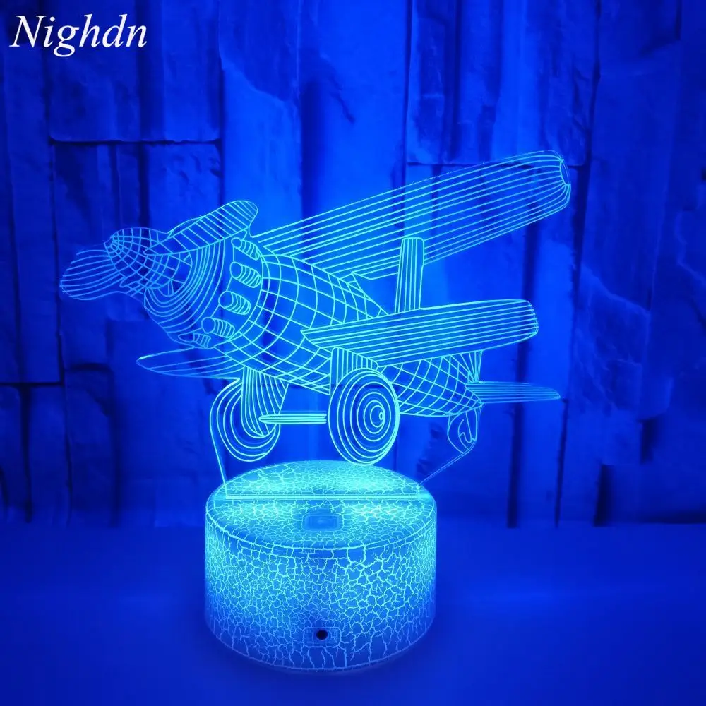 

Ночник с спиральным самолетом Nighdn, светодиодный, 7 цветов, изменяющийся, USB, настольная лампа, день рождения, рождественский подарок для мальчиков, украшение для спальни