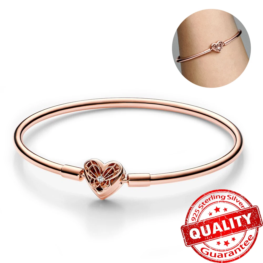 

Романтическое Стерлинговое Серебро 925 пробы, подвеска из розового золота, сердце и искусство для оригинальной подвески из серебра 925 пробы, ...