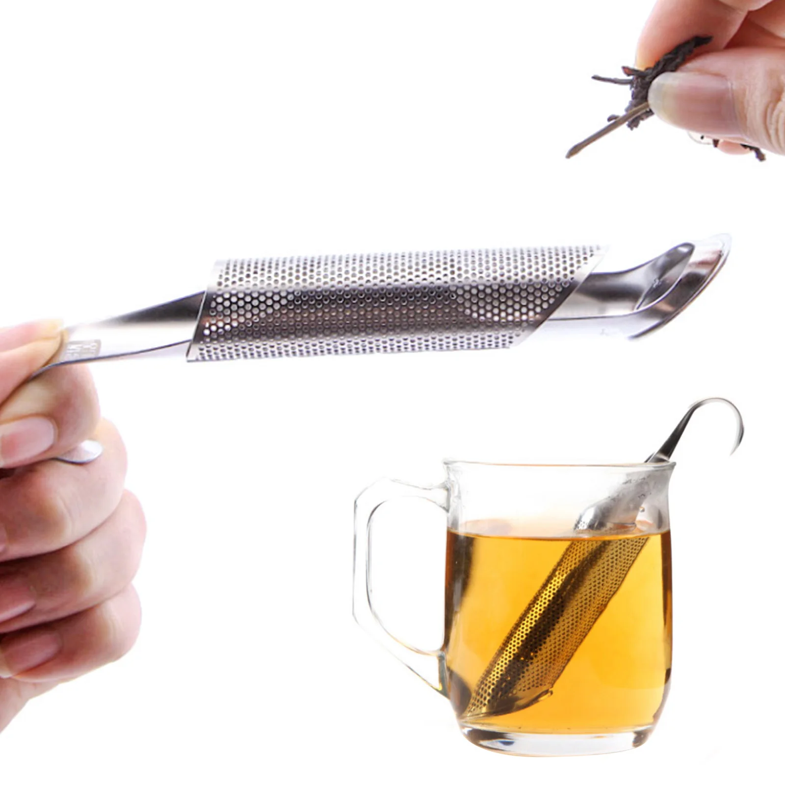 Tea Strainer Stainless Steel Stick Pipe Cup Mesh Water Separation