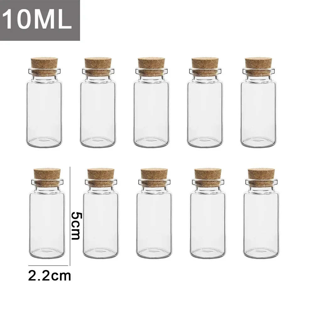 Transparent Glass Cork Stopper Bottles 10 20Pcs DIY Wishing Message Candy
