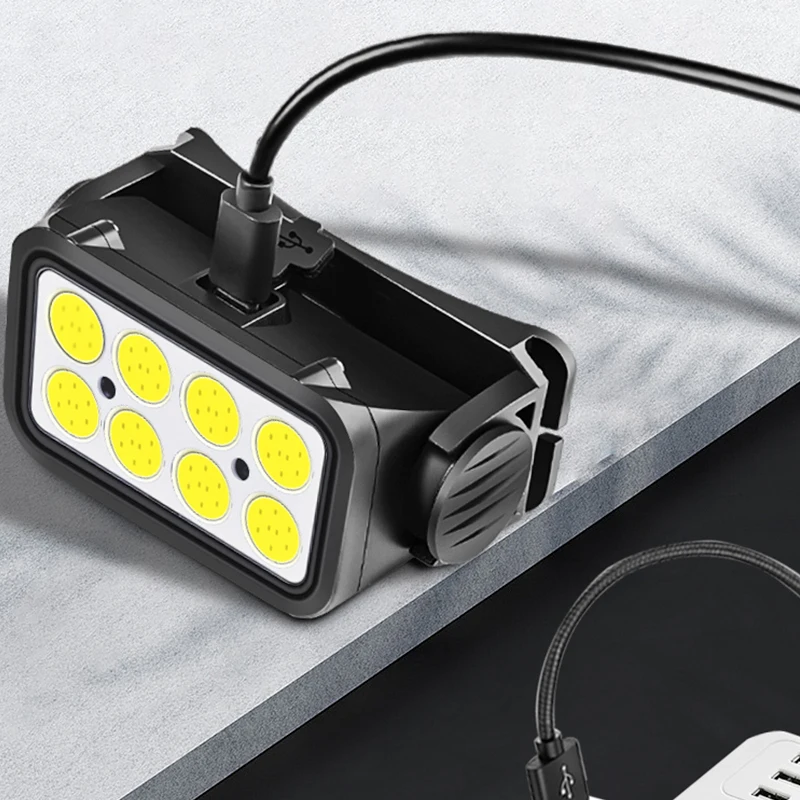

Outdoor COB Headlamp LED IPX4 Waterproof Sensor Headlight USB Type-C Rechargeable Head Camping Light Hiking Headlamps