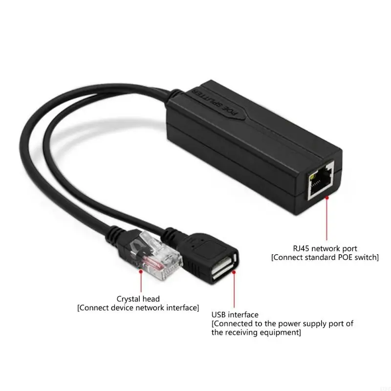 POE 분배기 48V 5V 2A USB 유형 A 여성용 이더넷 802.3AF /AT IP 카메라 태블릿 전자 장비 전원 액세서리