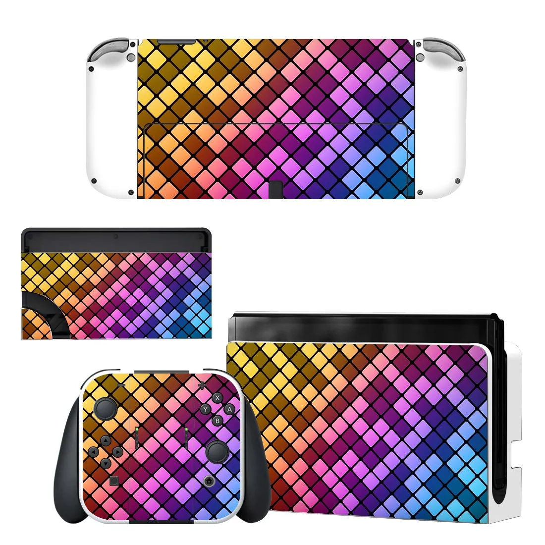 Full Body Protective Cover Skin Decal Compatible Nintendo Switch Oled Game Console Controller Decor 1set Starry Colorful Sticker 