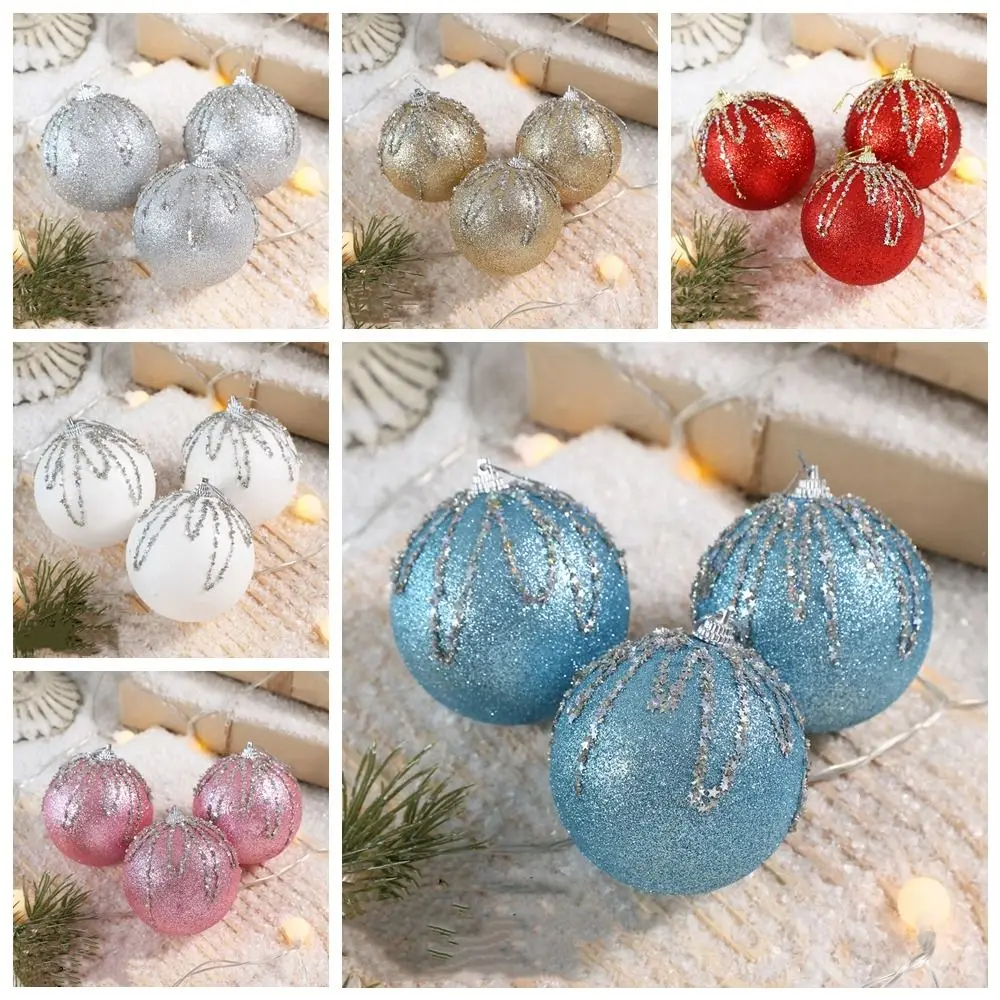 3 pcs/set Multi-Color Christmas Color Balls Glitter Hanging Decorations Christmas Decoration Balls Home Decor Sequin