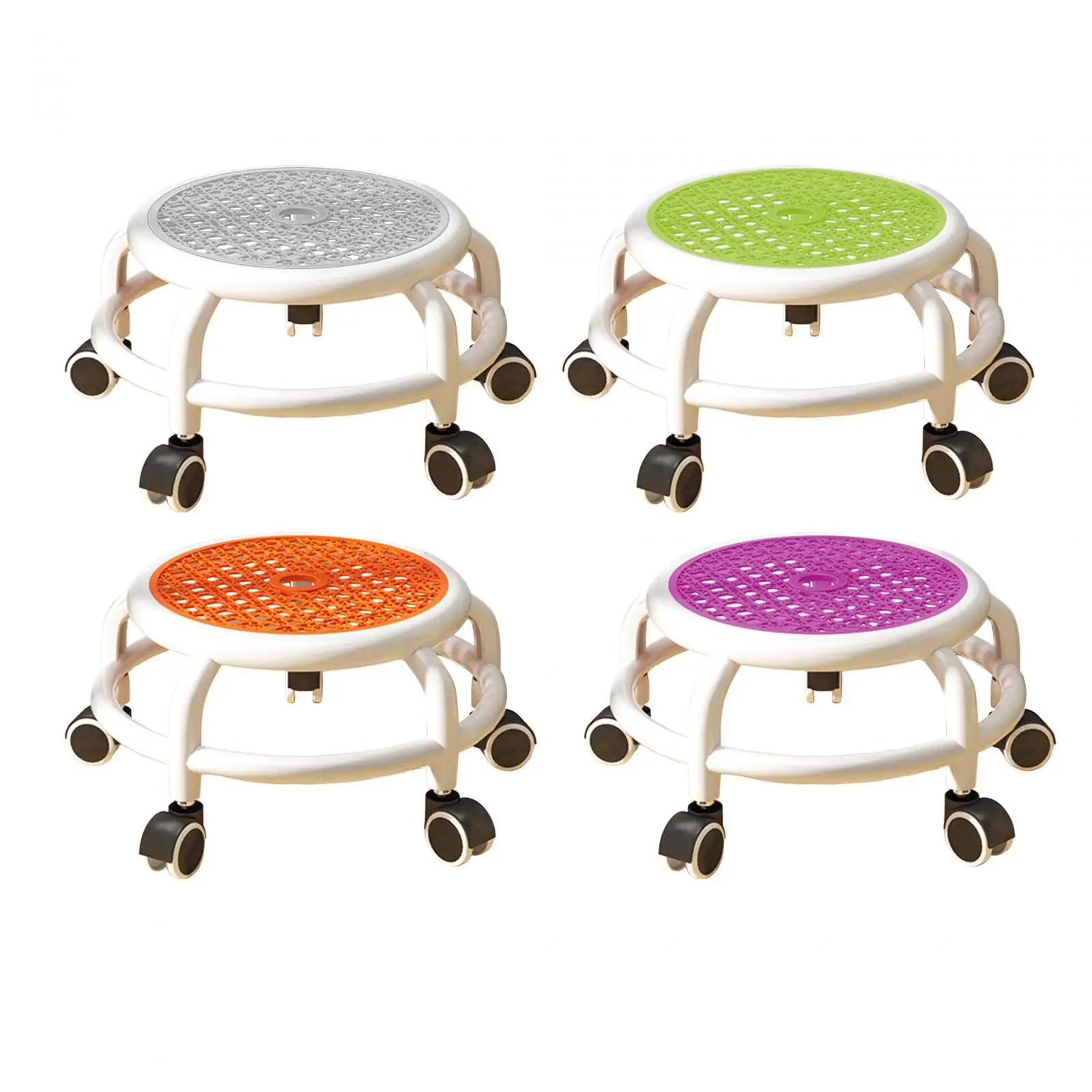 

Pedicure Stool Heavy Duty Movable Footstool 360° Rotating Rolling Stool Low Roller Seat for Salons Barber Shop Fitness Garage