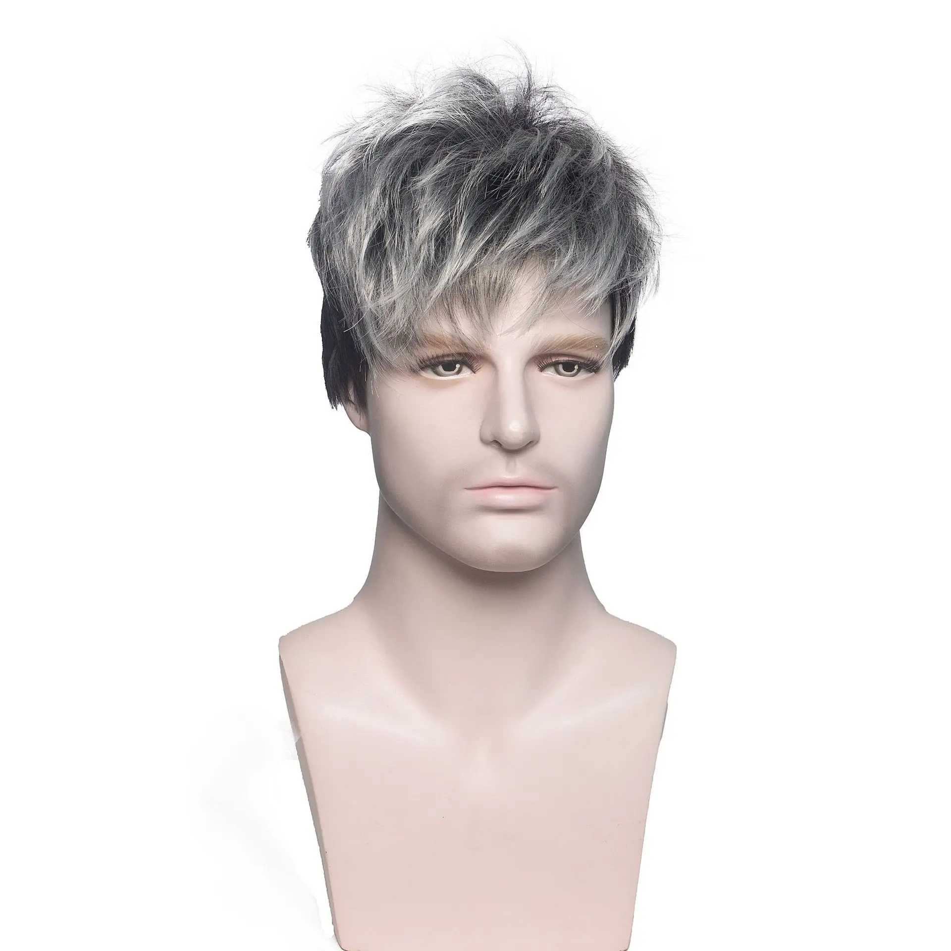 

European and American men's wig gradient color short section chemical fiber men's wig wig