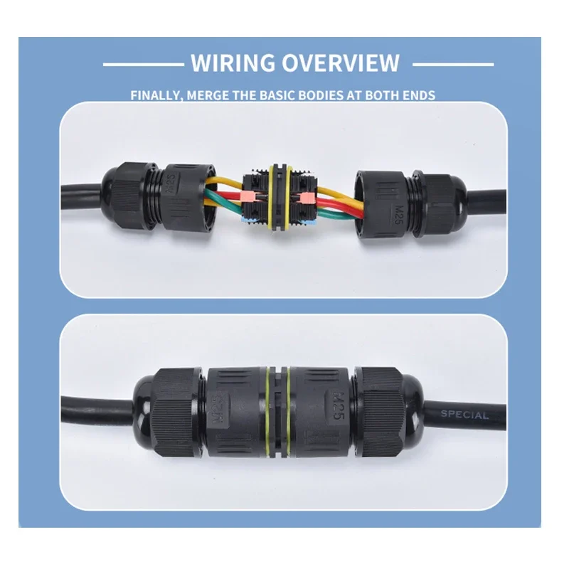IP68 M16 M20 M25 Outdoor Waterproof Connector Of Junction Box Adapter Terminal Rain Proof Straight Plug Socket Quick Connection 3