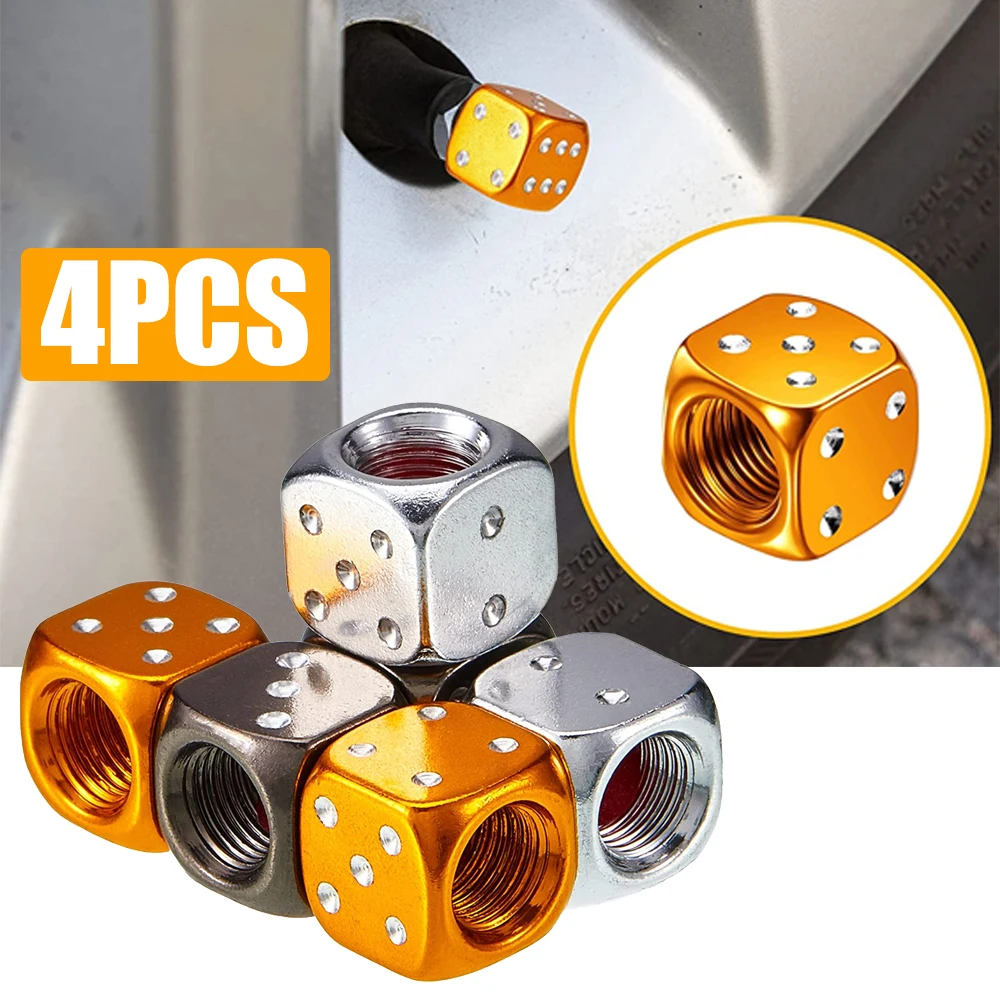 

4Pcs/Set Aluminum Car Truck Motocycle Bike Dice Wheel Stem Tyre Tire Wheel Stem Air Valve Dust Cap Cover Auto Tire Valve Caps